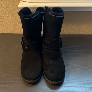 UGG Black Suede Ankle Boots with Fur lining New without box Size 6